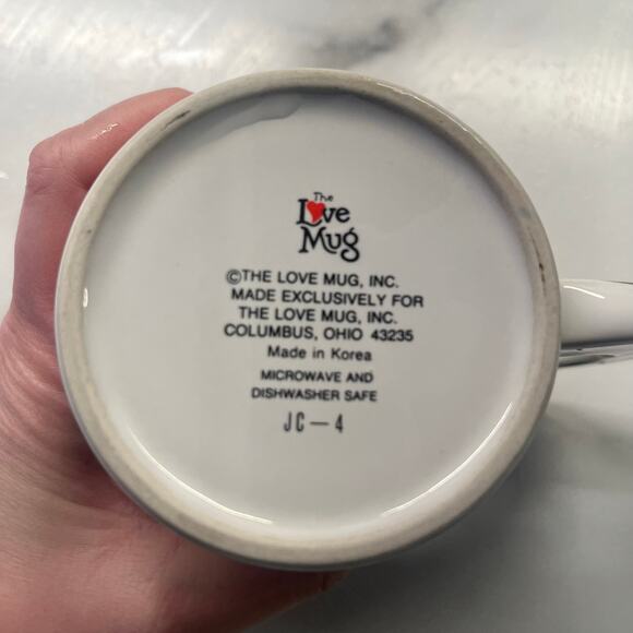 The Love Mug JC 4 Orange Blue Striped Wild Cat Coffee Mug Tail on Handle Vintage - Picture 4 of 4